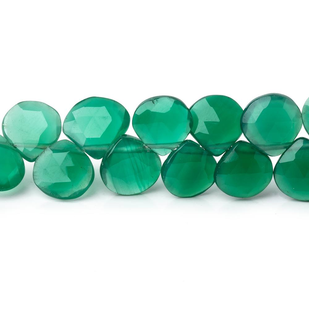 8-9mm Green Onyx Faceted Heart Beads 8 inch 50 pieces - Beadsofcambay.com
