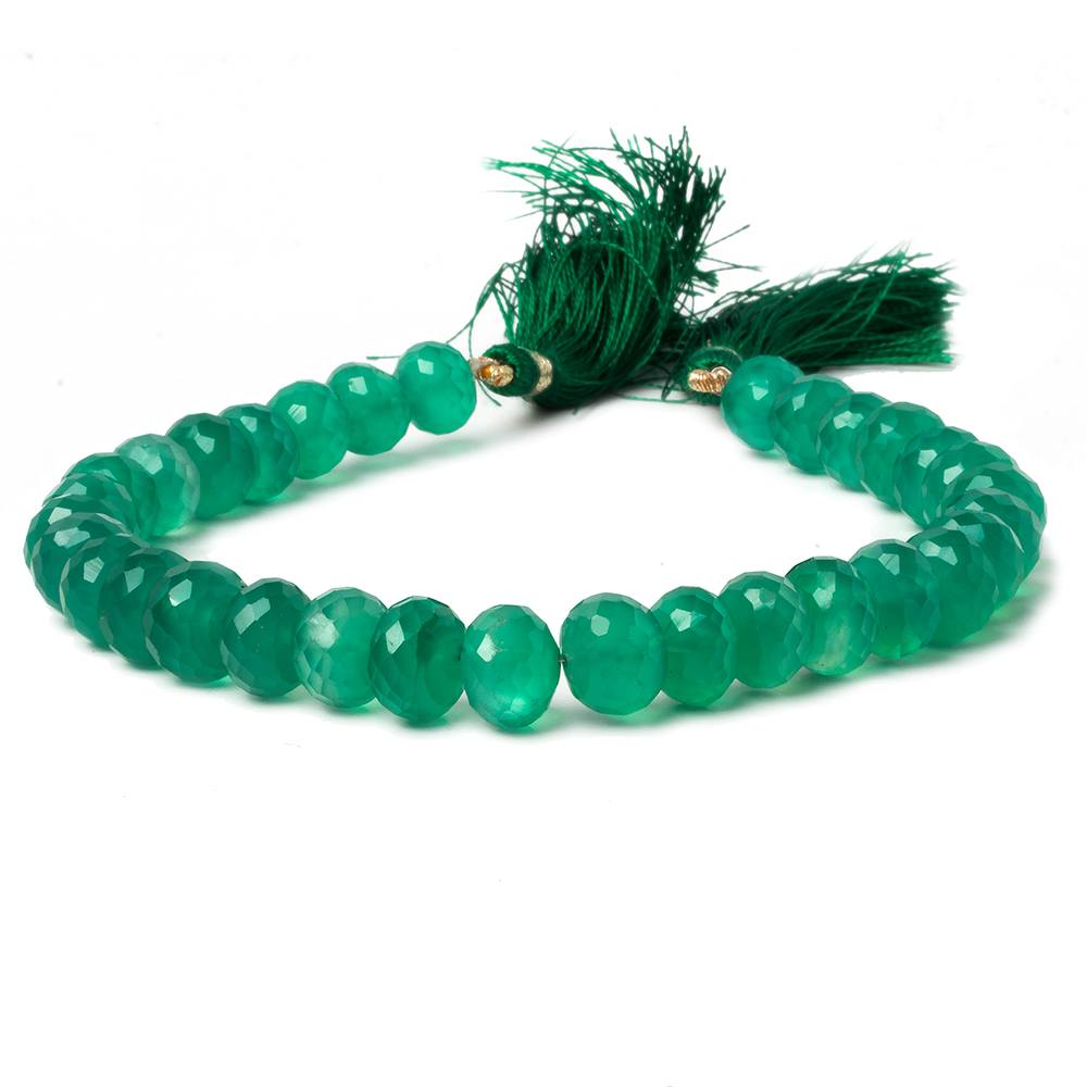 8-9mm Green Onyx Faceted Rondelle Beads 8 inch 33 pieces - Beadsofcambay.com
