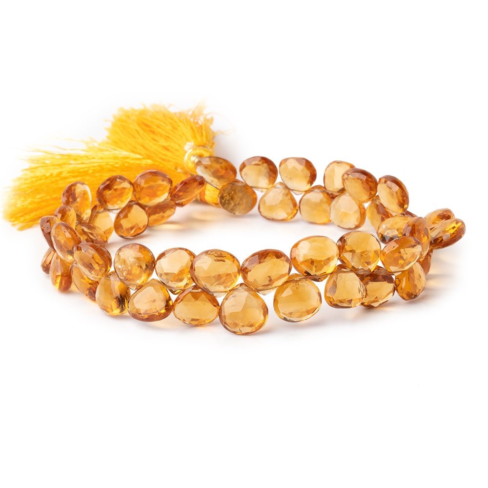 8-9mm Madeira Citrine Faceted Heart Beads 8 inch 49 pieces - Beadsofcambay.com