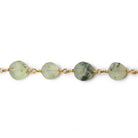 8-9mm Matte Dendritic Prehnite plain coin Gold plated Chain by the foot - Beadsofcambay.com