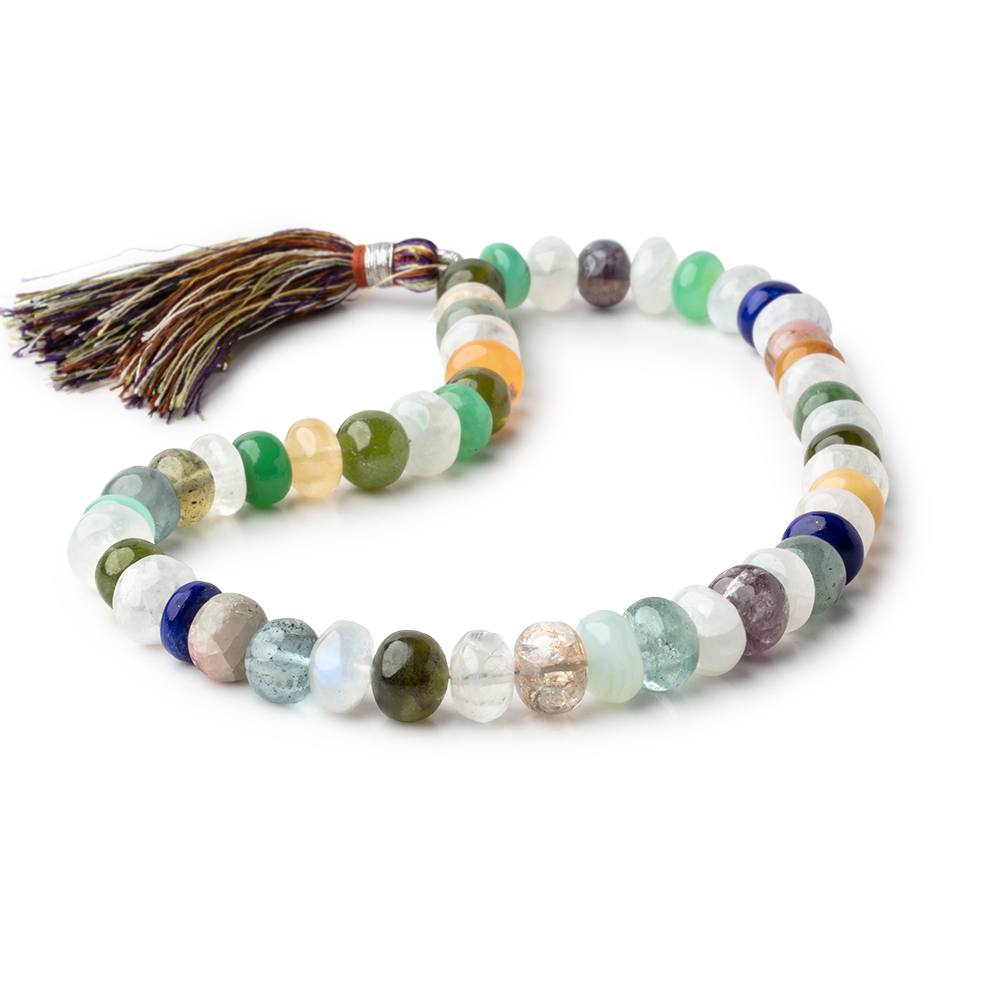8-9mm Multi Gem Plain Rondelle Beads 11 inch 47 pieces - Beadsofcambay.com