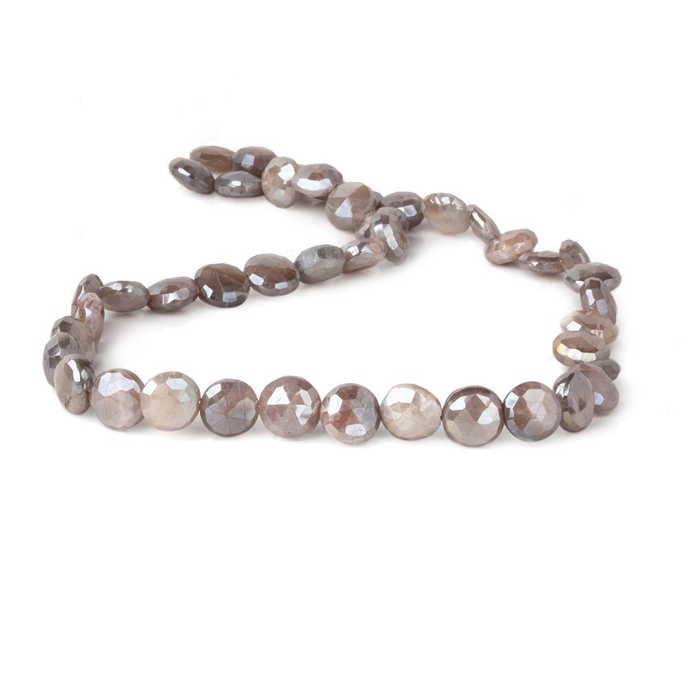 8-9mm Mystic Chocolate Moonstone faceted coins 14 inch 43 beads - Beadsofcambay.com