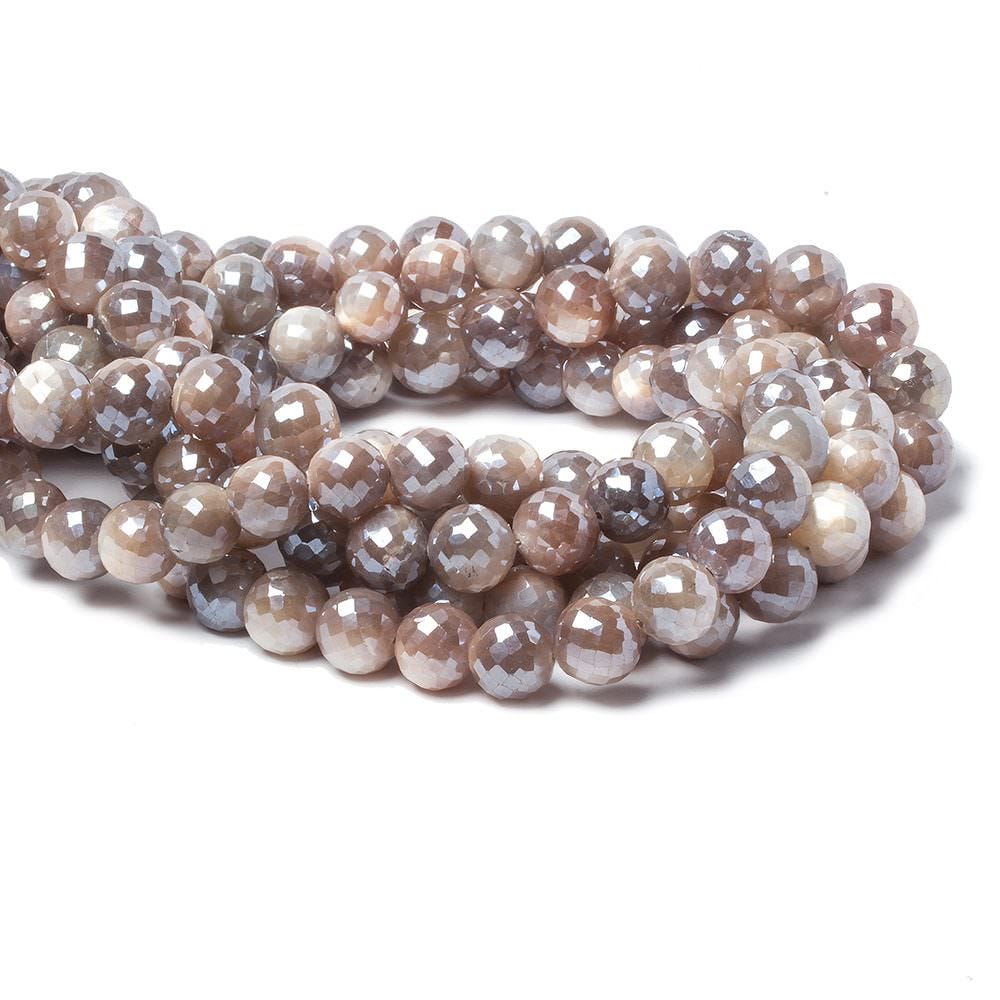 8 - 9mm Mystic Multi Grey Moonstone faceted rounds 14 inch 39 pieces - Beadsofcambay.com