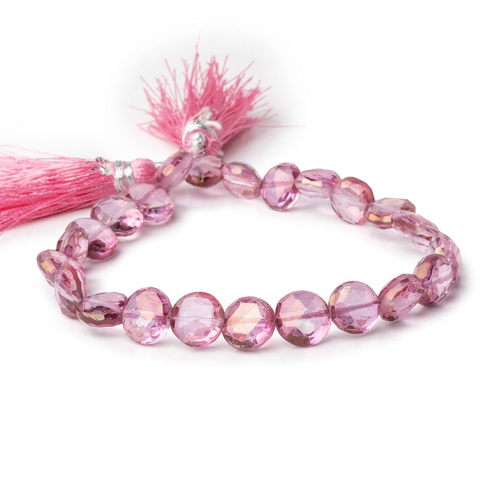 8-9mm Mystic Pink Topaz Faceted Coin beads 8 inch 24 pieces - Beadsofcambay.com