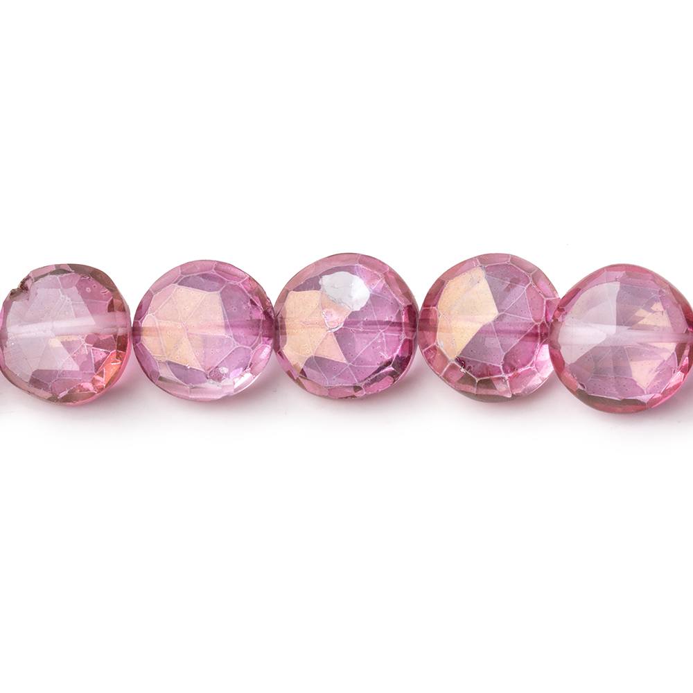 8-9mm Mystic Pink Topaz Faceted Coin beads 8 inch 24 pieces - Beadsofcambay.com
