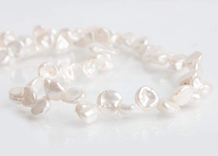 8-9mm Off White Top Drilled Keshi Freshwater Pearls 16 inch 69 pieces - Beadsofcambay.com