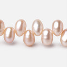 8-9mm Peach Top Drill Oval Freshwater Pearl Beads 15.5 inch 78 pieces - Beadsofcambay.com