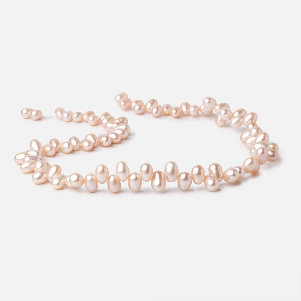 8-9mm Peach Top Drill Oval Freshwater Pearl Beads 15.5 inch 78 pieces - Beadsofcambay.com