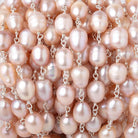 8-9mm Peachy Pink Baroque Pearls on .925 Silver Chain - Beadsofcambay.com