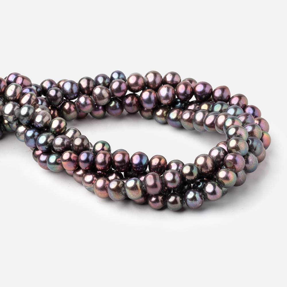 8-9mm Peacock Off Round Freshwater Pearls 15.5 inches 52 Beads - Beadsofcambay.com