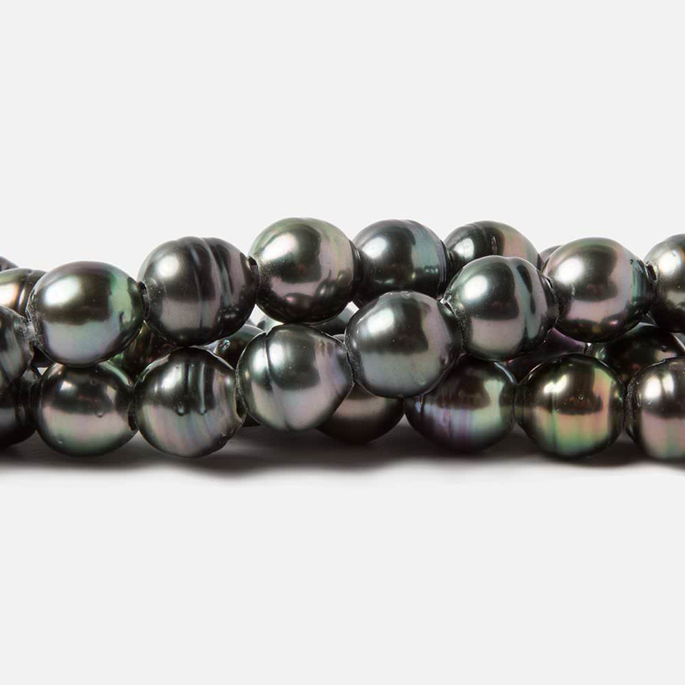 8-9mm Peacock Tahitian Ringed Saltwater Large Hole Pearls 12 pieces - Beadsofcambay.com
