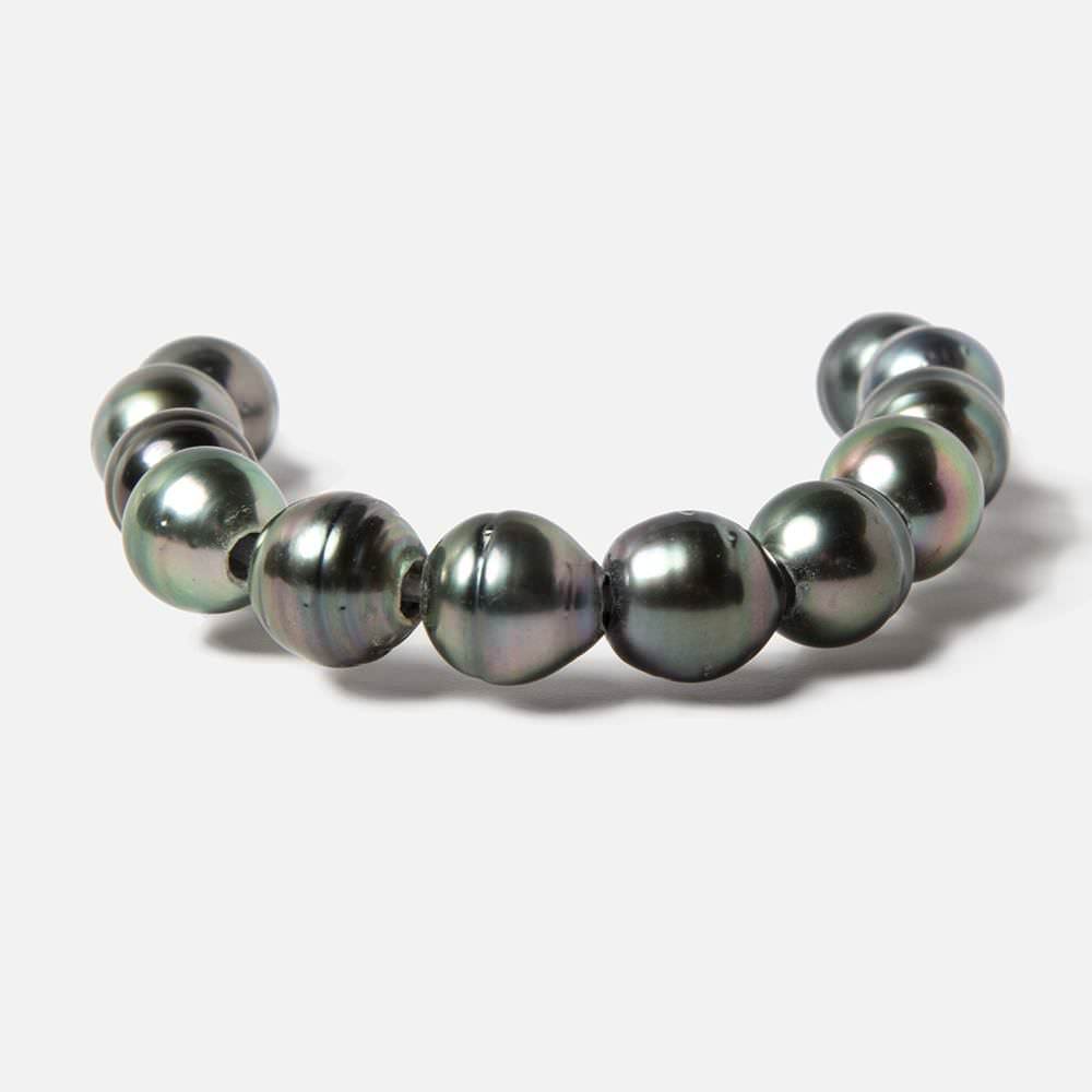 8-9mm Peacock Tahitian Ringed Saltwater Large Hole Pearls 12 pieces - Beadsofcambay.com