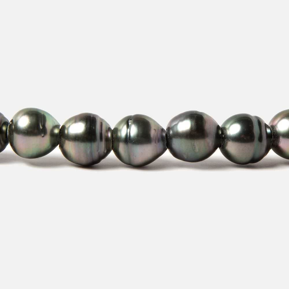 8-9mm Peacock Tahitian Ringed Saltwater Large Hole Pearls 12 pieces - Beadsofcambay.com