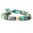 8-9mm Peruvian Blue Opal faceted cube beads 8 inch 23 pieces - Beadsofcambay.com