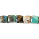 8-9mm Peruvian Blue Opal faceted cube beads 8 inch 23 pieces - Beadsofcambay.com