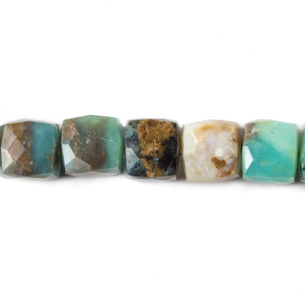 8-9mm Peruvian Blue Opal faceted cube beads 8 inch 23 pieces - Beadsofcambay.com