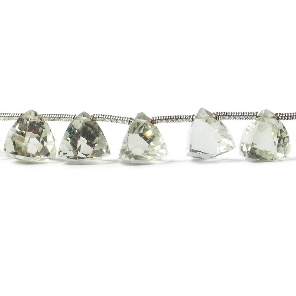 8-9mm Prasiolite Beads Top Drilled Trillion 21 pieces - Beadsofcambay.com