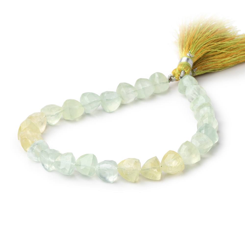 8-9mm Prehnite Faceted Trillion Beads 8 inch 22 pieces - Beadsofcambay.com