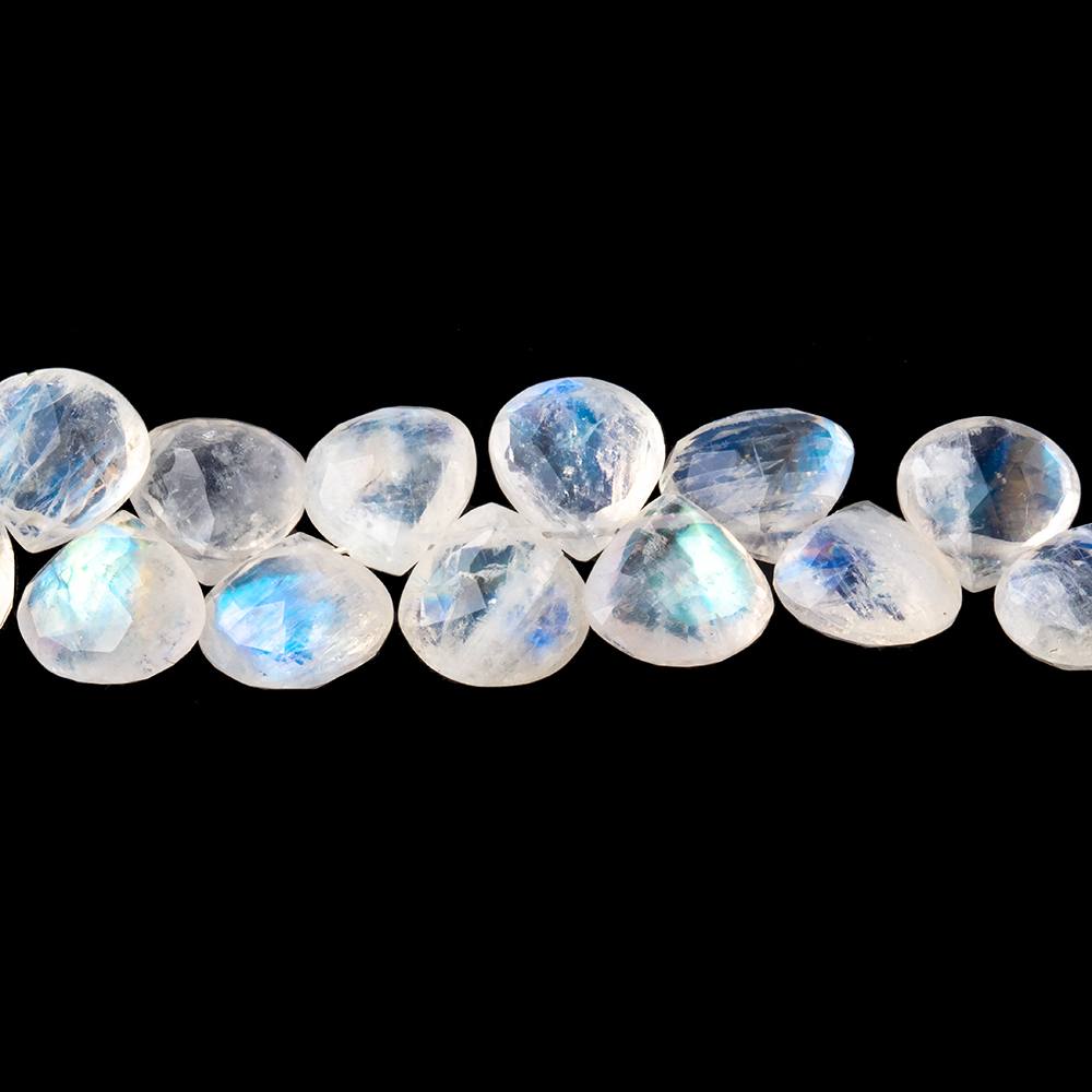8-9mm Rainbow Moonstone Faceted Heart Beads 8 inch 48 pieces - Beadsofcambay.com