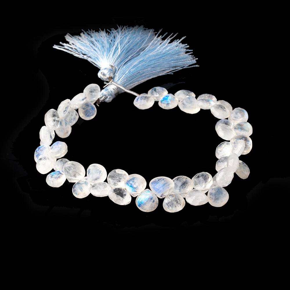 8-9mm Rainbow Moonstone Faceted Heart Beads 8 inch 48 pieces - Beadsofcambay.com