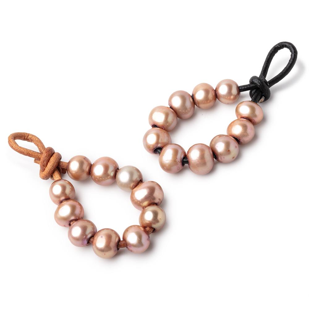 8-9mm Rosé Champagne Large Hole Off Round Pearls Set of 10 - Beadsofcambay.com