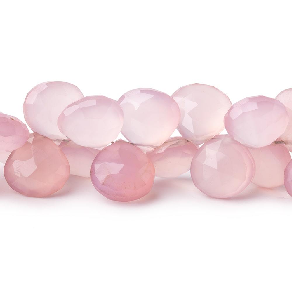 8-9mm Rose Pink Chalcedony Faceted Heart Beads 6 inch 40 pieces - Beadsofcambay.com