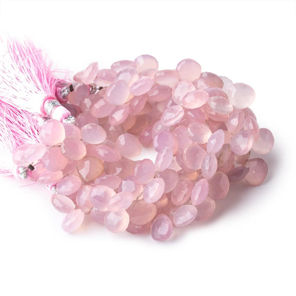 8-9mm Rose Pink Chalcedony Faceted Heart Beads 6 inch 40 pieces - Beadsofcambay.com