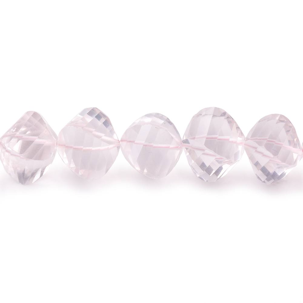 8-9mm Rose Quartz Faceted Twist Beads 16 inch 52 pieces - Beadsofcambay.com