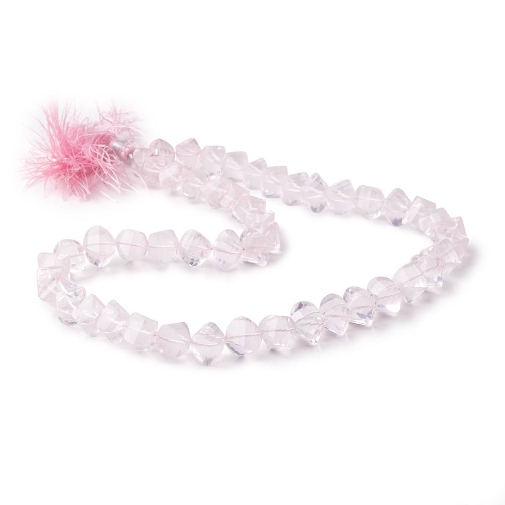 8-9mm Rose Quartz Faceted Twist Beads 16 inch 52 pieces - Beadsofcambay.com