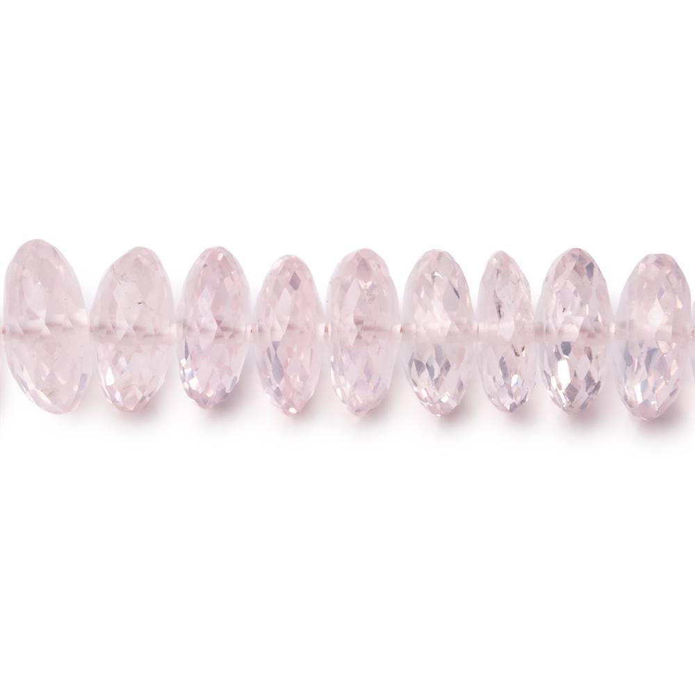 8-9mm Rose Quartz German Faceted Rondelle Beads 8.25 inch 55 pieces - Beadsofcambay.com