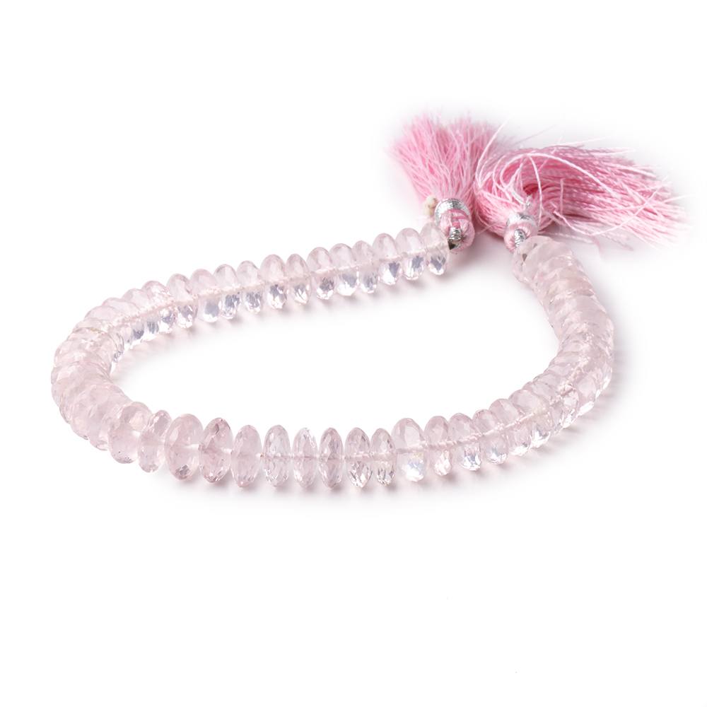 8-9mm Rose Quartz German Faceted Rondelle Beads 8.25 inch 55 pieces - Beadsofcambay.com