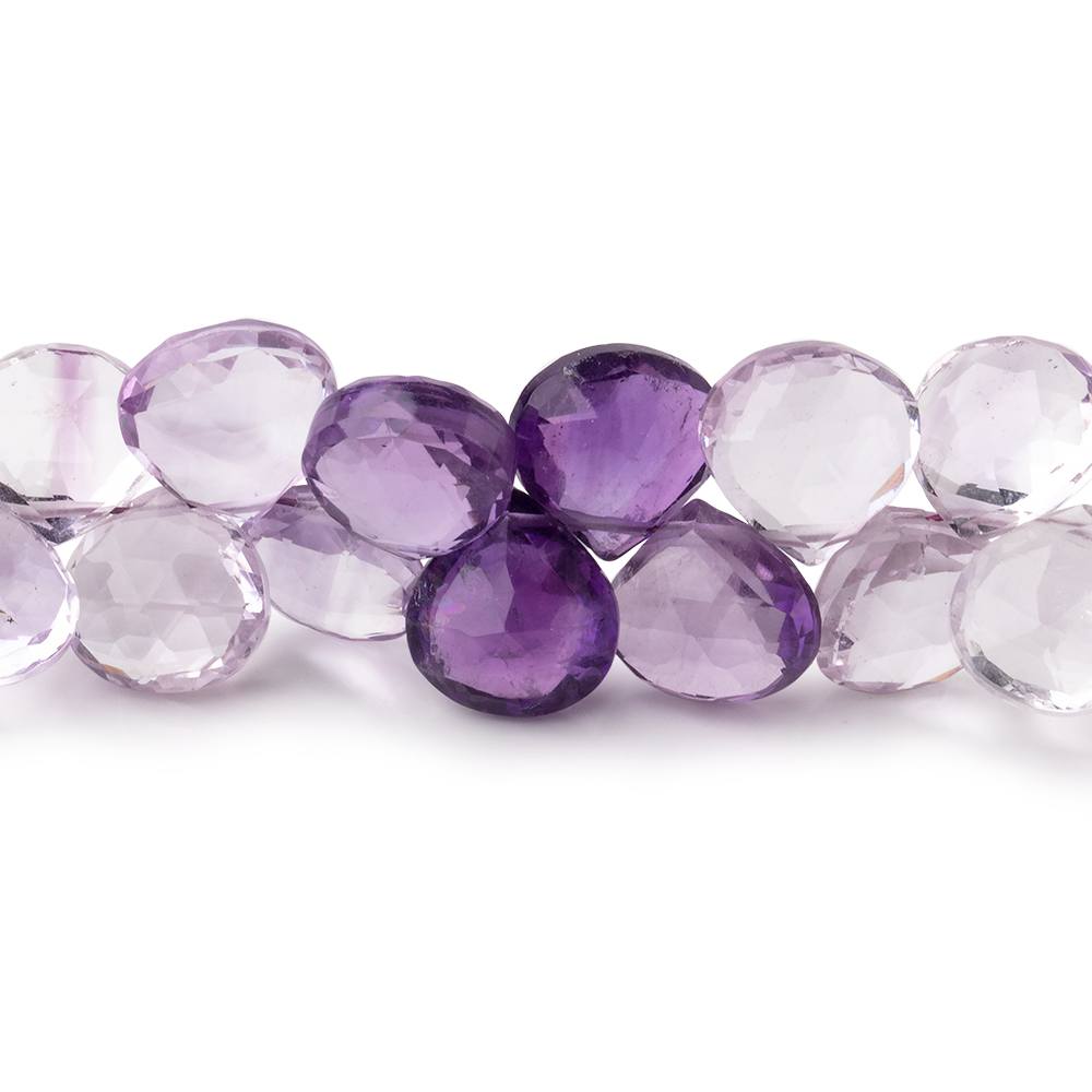 8-9mm Shaded Amethyst & Pink Amethyst Faceted Heart Beads 16 inch 94 pieces AA - Beadsofcambay.com