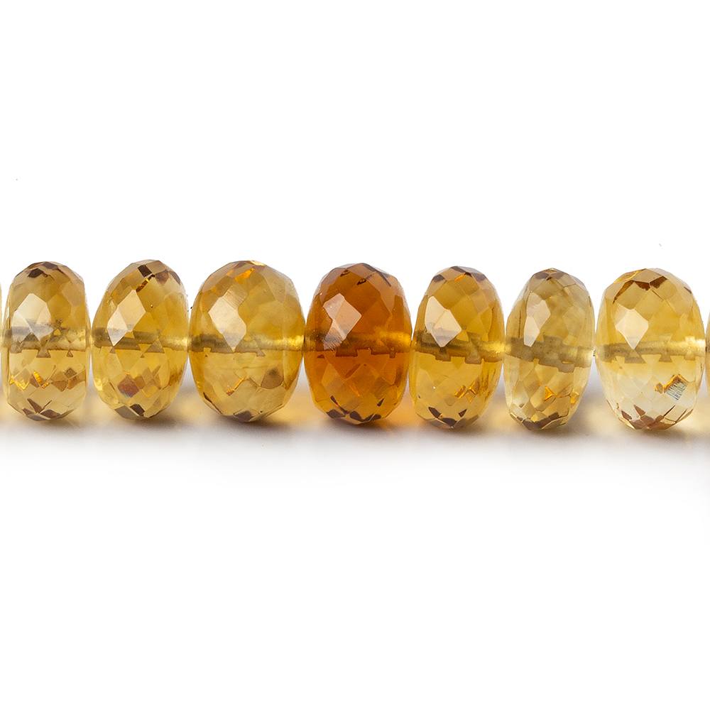 8-9mm Shaded Citrine HydroQuartz faceted rondelle beads 18 inch 87 pieces - Beadsofcambay.com