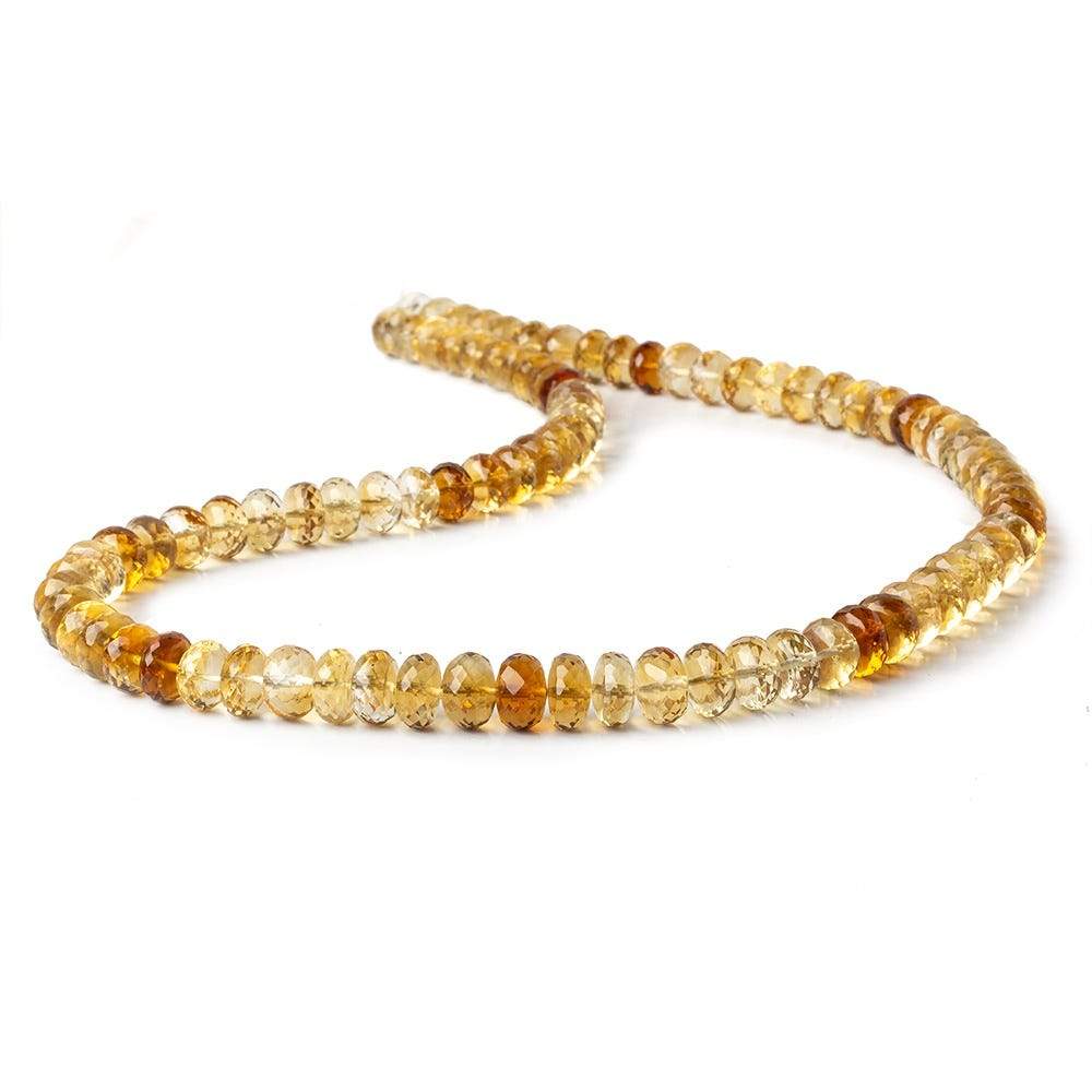 8-9mm Shaded Citrine HydroQuartz faceted rondelle beads 18 inch 87 pieces - Beadsofcambay.com