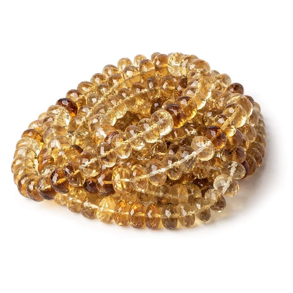 8-9mm Shaded Citrine HydroQuartz faceted rondelle beads 18 inch 87 pieces - Beadsofcambay.com