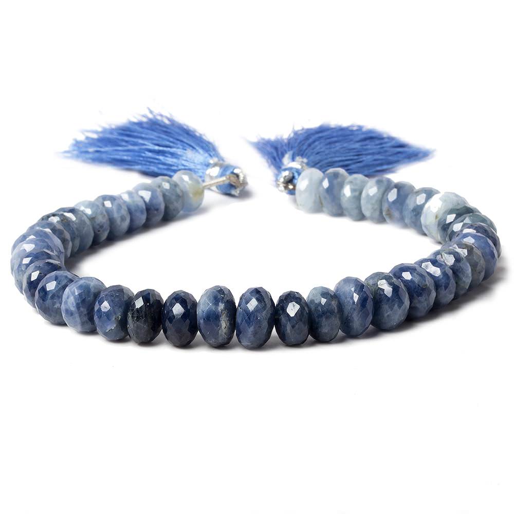 8-9mm Shaded Sapphire faceted rondelle beads 8 inch 39 pieces AA - Beadsofcambay.com
