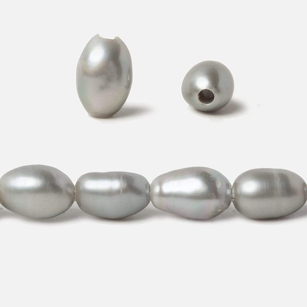 8-9mm Silver Baroque large hole Freshwater Pearls 16 inch 32 pieces - Beadsofcambay.com