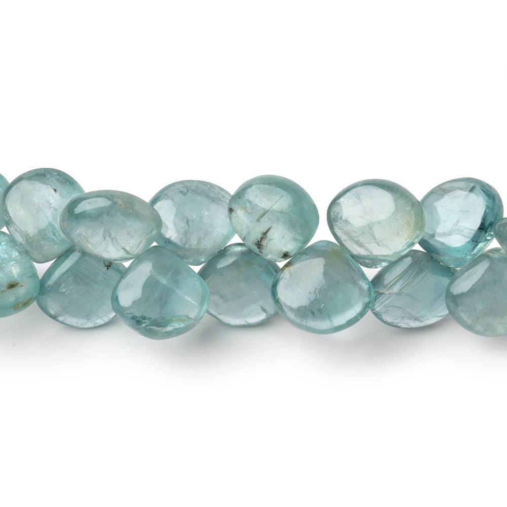 8-9mm Teal Kyanite Plain Heart Beads 7.5 inch 46 pieces - Beadsofcambay.com