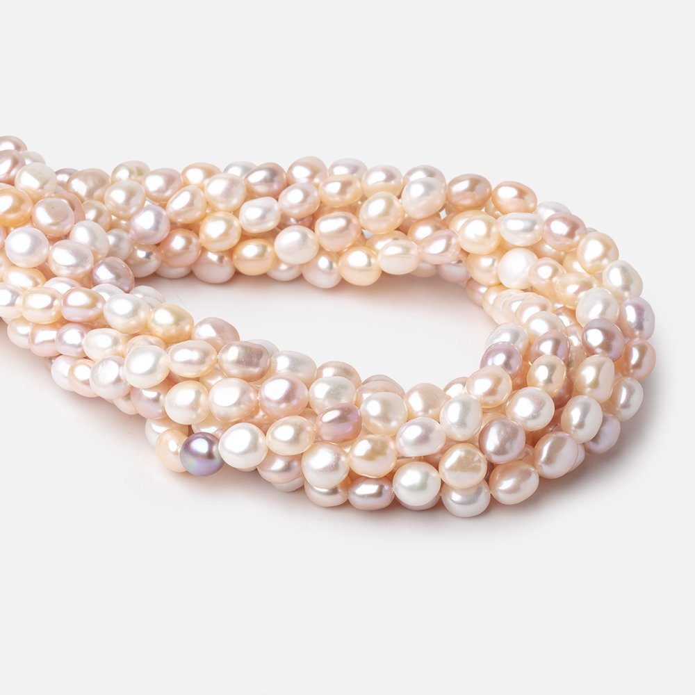 8-9mm Tri-Color Baroque Freshwater Pearls 15.5 inch 42 Beads - Beadsofcambay.com