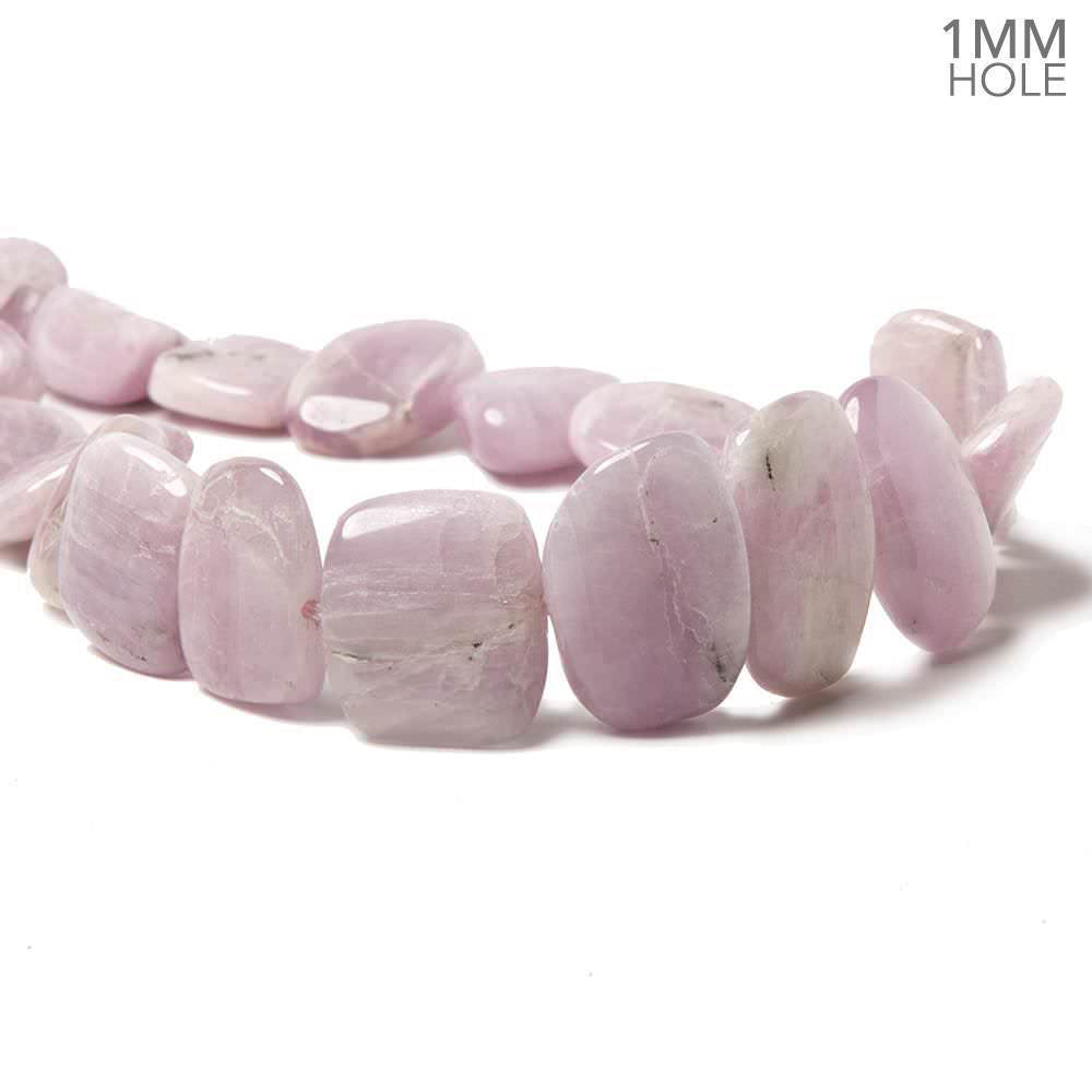 Beadsofcambay 15x11-19x18mm Kunzite side drilled plain nugget beads 16 inch 28 pieces 1mm Large Hole