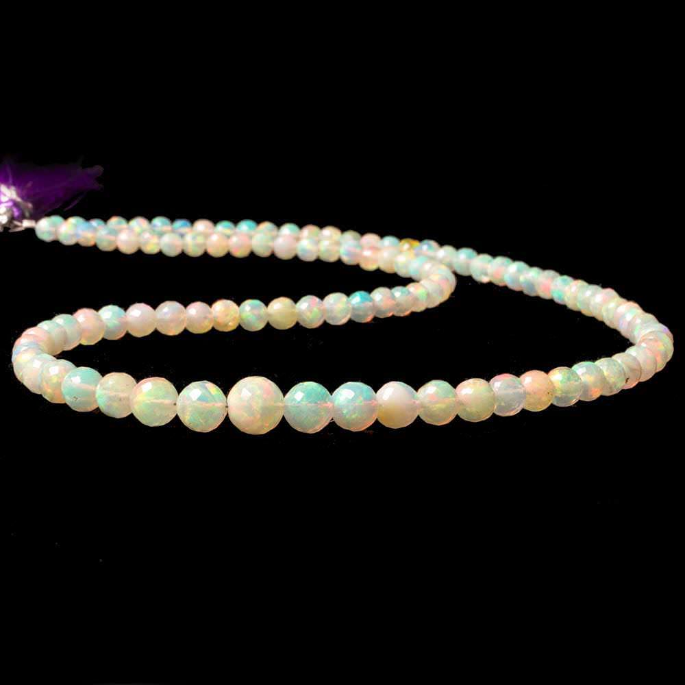 Beadsofcambay 3.5-6.5mm Ethiopian Cream White Opal faceted round beads 17 inch 100 pcs