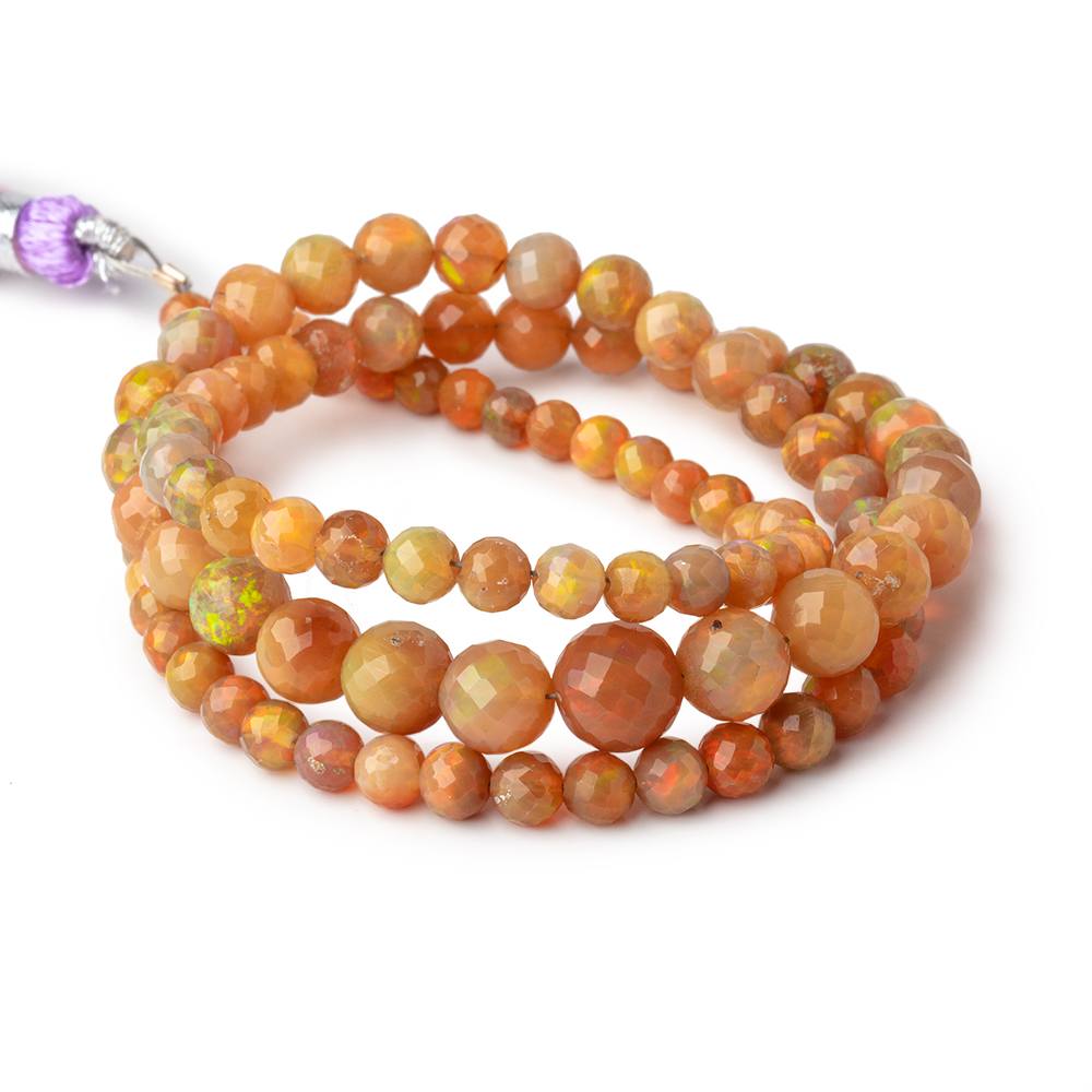 4-7.5mm Ethiopian Golden Opal faceted round beads 17 inch 95 pieces - BeadsofCambay.com