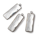 34x11mm Black Gold Bezeled Crystal Quartz Faceted Bar Pendant 1 piece View 1