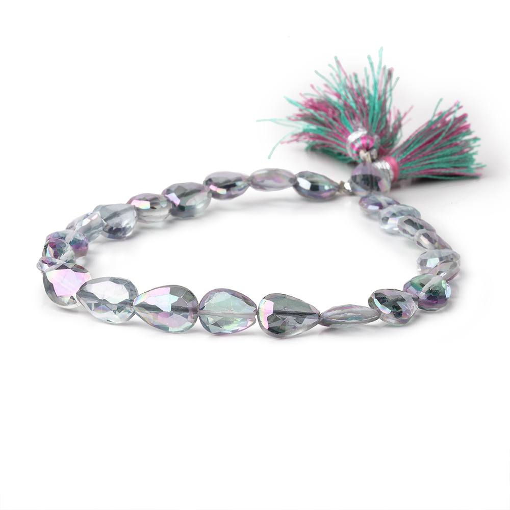 8.5-10mm Mystic White Topaz Straight Drill Faceted Pears 9 inch 25 Beads - Beadsofcambay.com