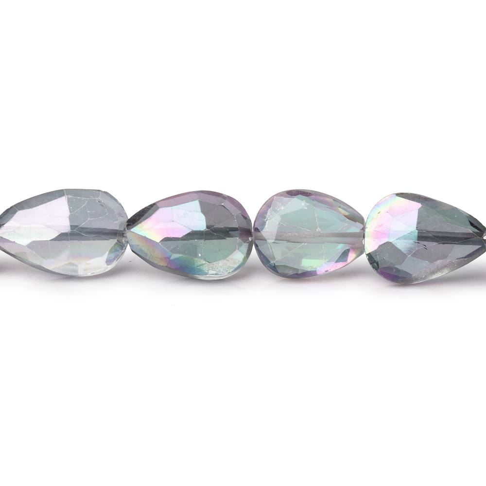 8.5-10mm Mystic White Topaz Straight Drill Faceted Pears 9 inch 25 Beads - Beadsofcambay.com