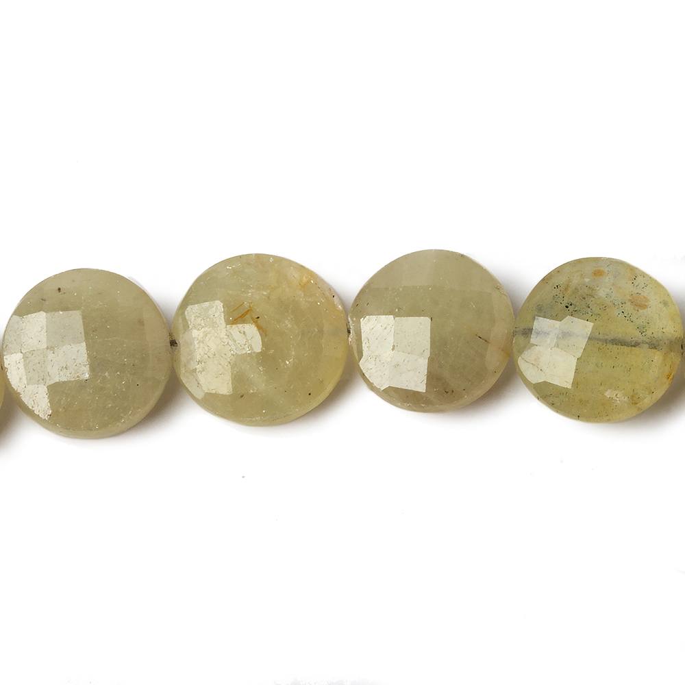 8.5-11mm Pale Yellow Sapphire Faceted Coin Beads 8 inch 20 pieces - Beadsofcambay.com