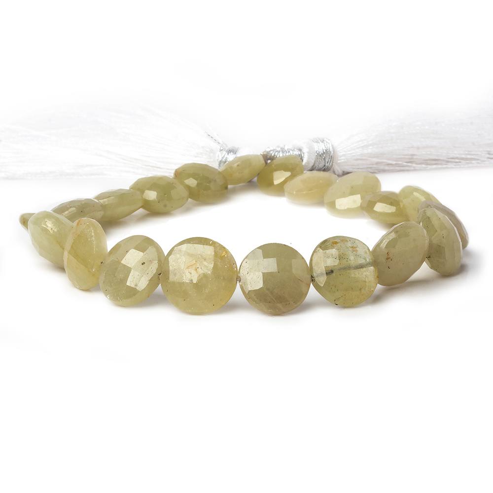 8.5-11mm Pale Yellow Sapphire Faceted Coin Beads 8 inch 20 pieces - Beadsofcambay.com