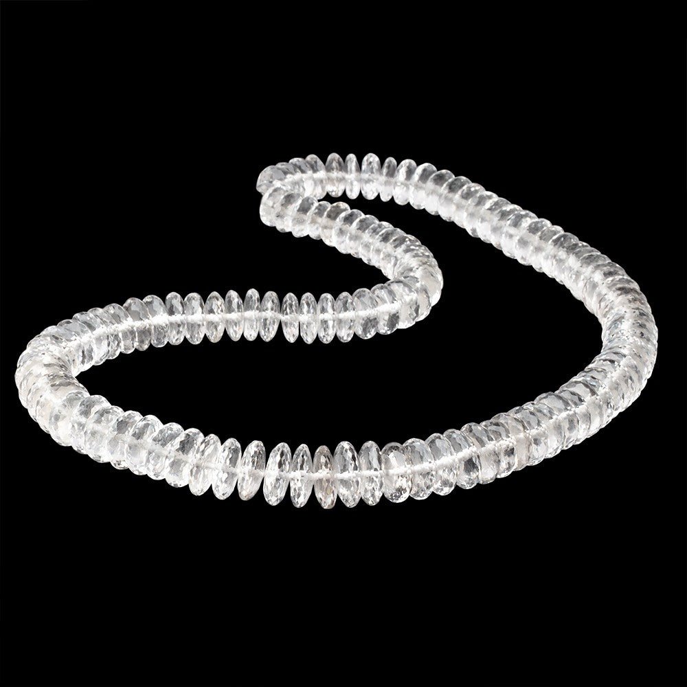 8.5-12.5mm Crystal Quartz German Faceted Rondelles 18 inch 106 Beads AAA - Beadsofcambay.com