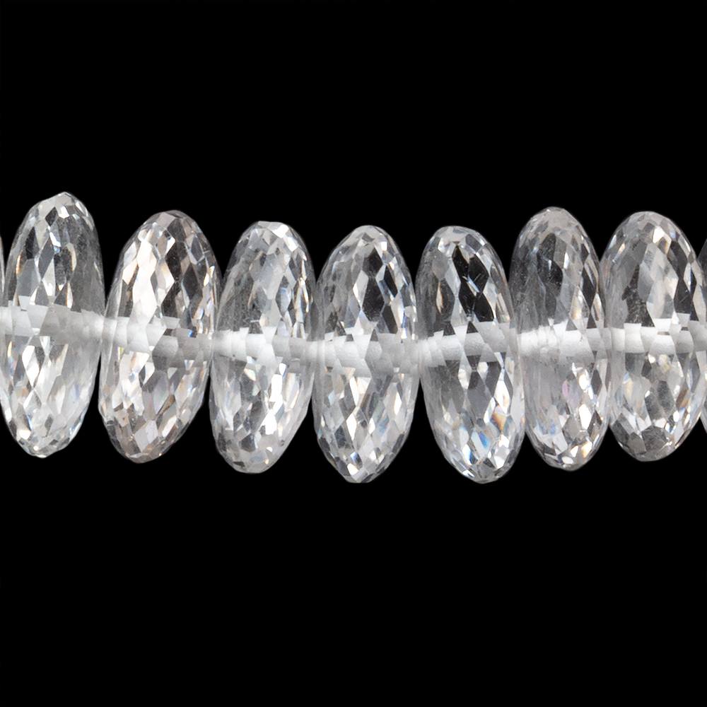 8.5-12.5mm Crystal Quartz German Faceted Rondelles 18 inch 106 Beads AAA - Beadsofcambay.com
