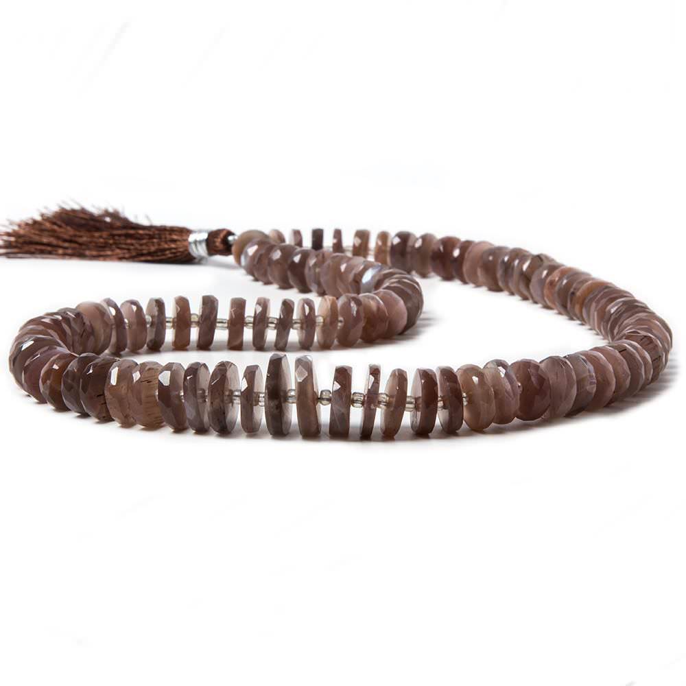 8.5-13mm Chocolate Moonstone faceted heshi beads 16 inch 90 pieces - Beadsofcambay.com